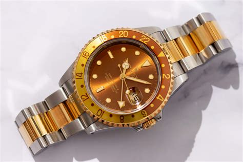 rolex vintage rootbeer|Rolex rootbeer on wrist.